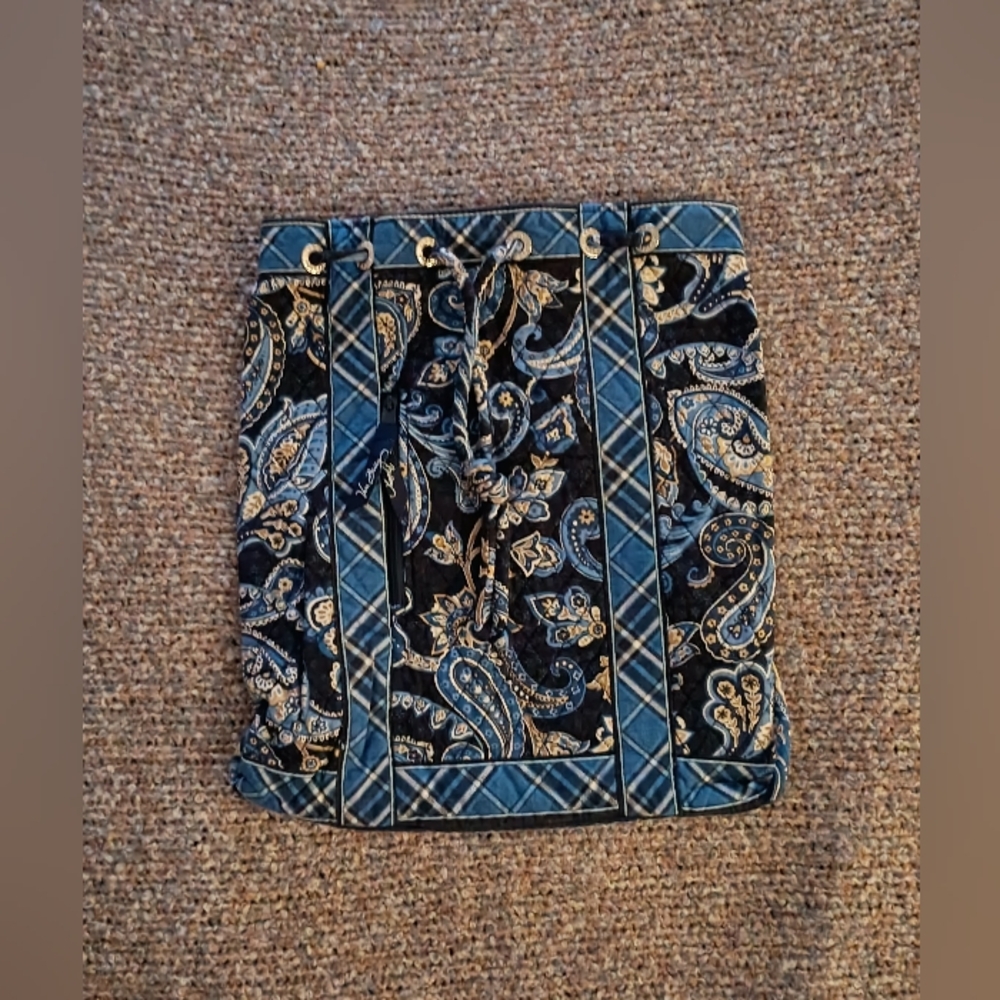 Vintage Vera Bradley Quilted Windsor Blue Paisley Backpack EUC